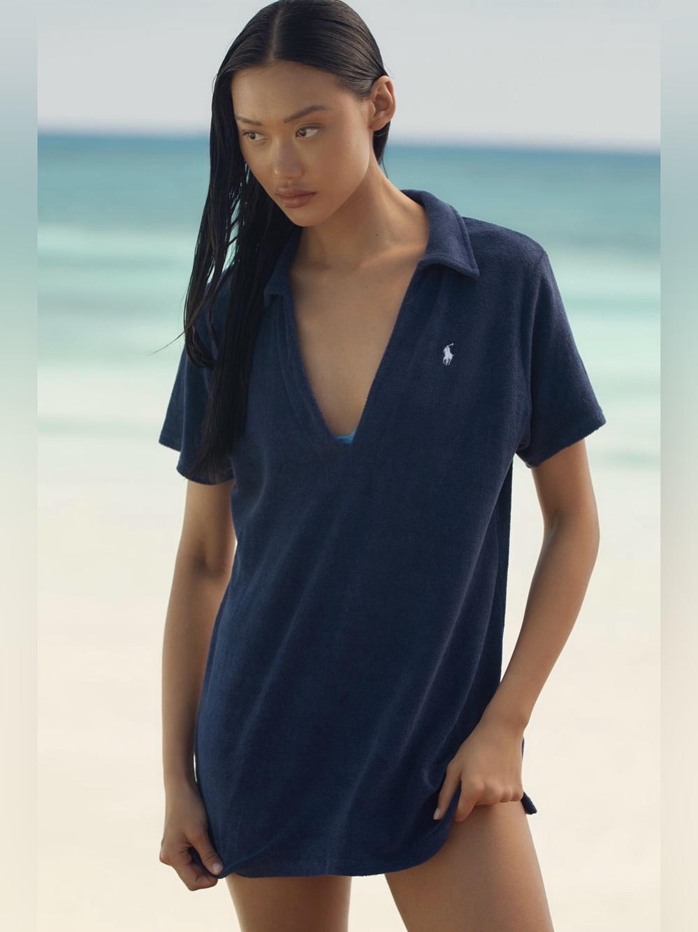 Polo Ralph Lauren Collared Terry Mini Dress Sz L NWOT
